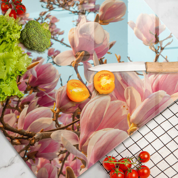 Protetor em vidro para fogão Árvore de flores rosa