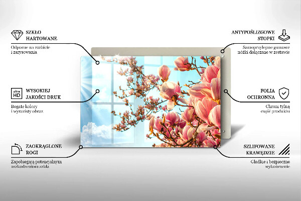 Protetor em vidro para fogão Árvore de flores rosa