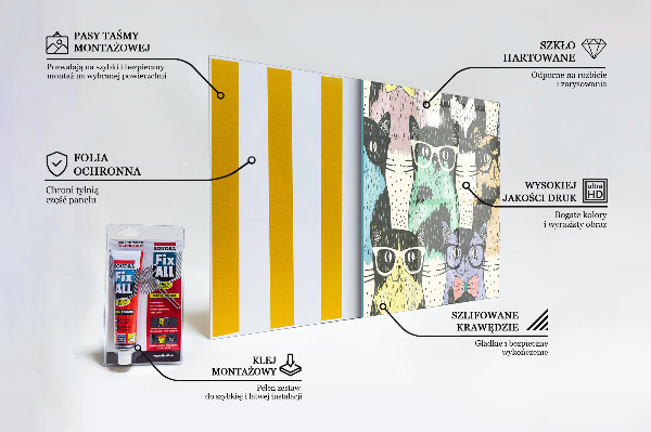 Painel cozinha Ilustração engraçada de gato hipster