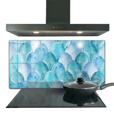 Backsplash cozinha Padrão de escamas azuis em aquarela