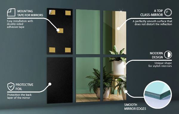 Placas de espelho 6 unidades. 30x16 cm