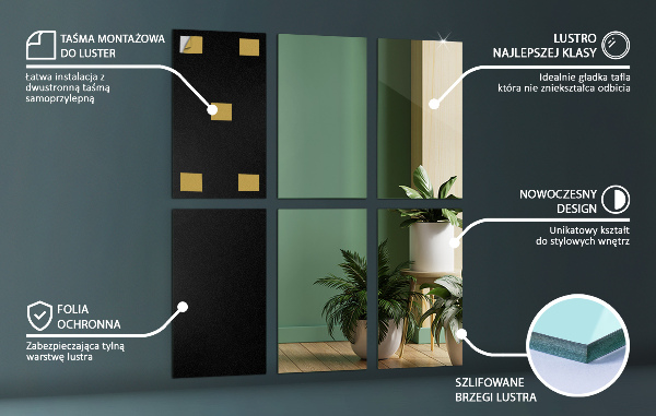 Placas de espelho 6 unidades. 30x16 cm