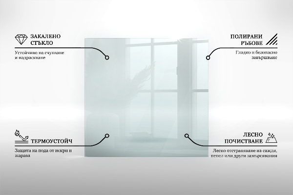 Base de vidro semi-oval para lareira h40