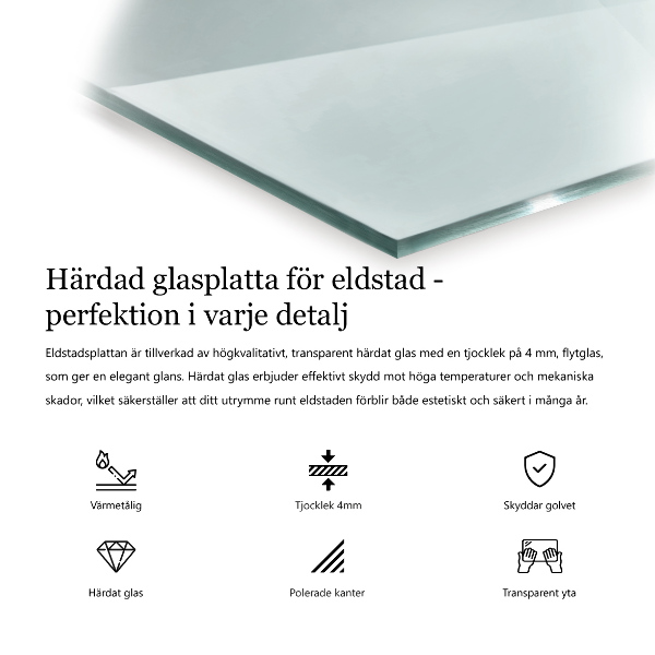 Base de vidro semi-oval para lareira h40