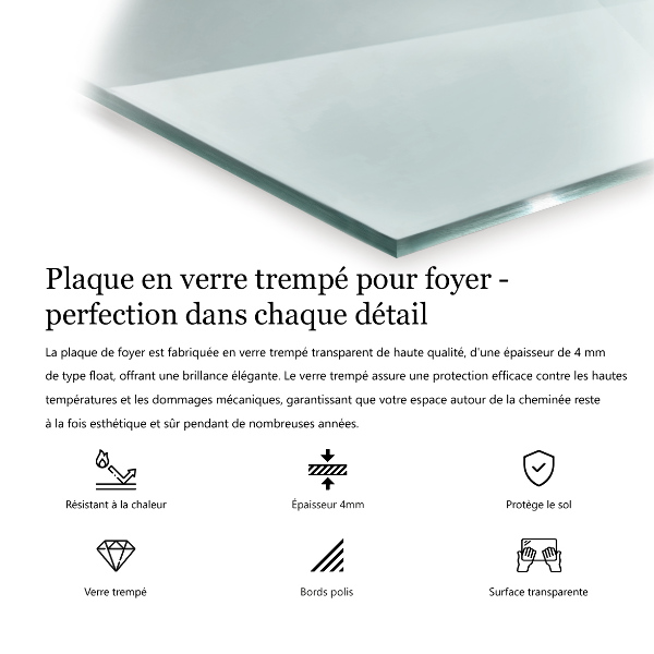 Base de vidro redonda para lareira 50x50 cm