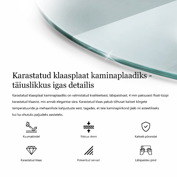 Base de vidro para lareira 100x100 cm