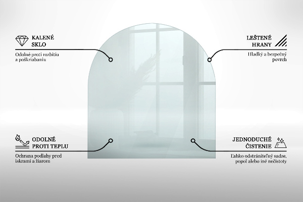 Base de vidro semi-oval para lareira 80x70 cm