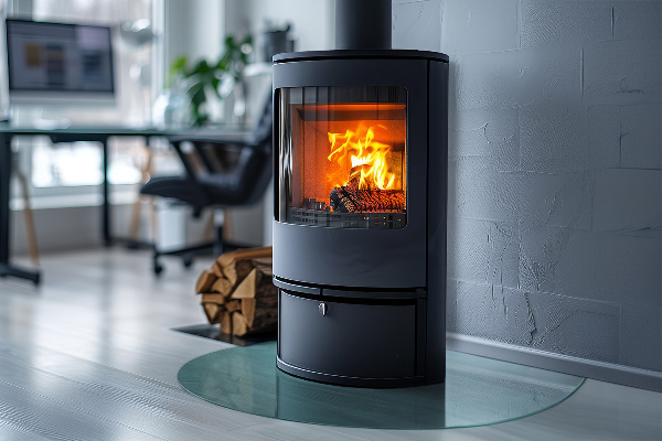 Base de vidro semi-oval para lareira 80x70 cm