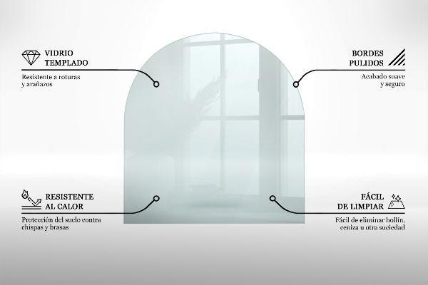 Base de vidro semi-oval para lareira 80x70 cm
