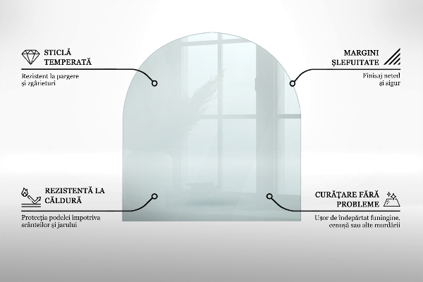 Base de vidro semi-oval para lareira 80x70 cm
