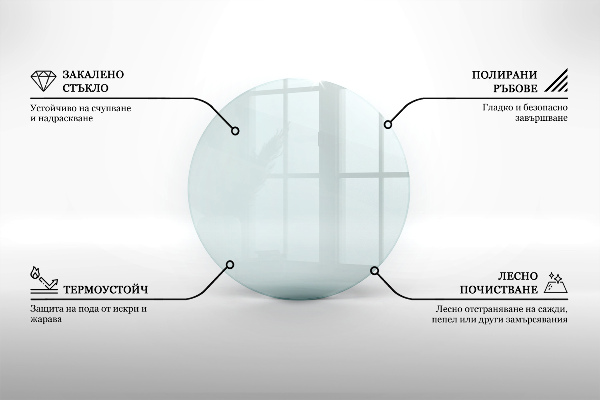 Base de vidro para lareira fi100 cm