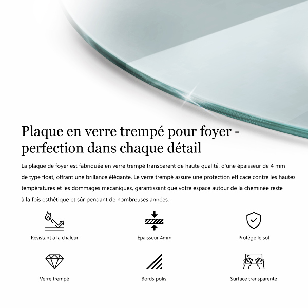 Base de vidro para lareira fi100 cm