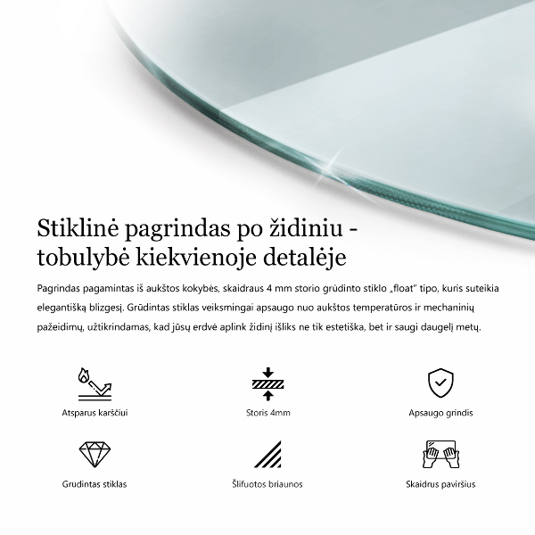 Base de vidro para lareira fi50 cm