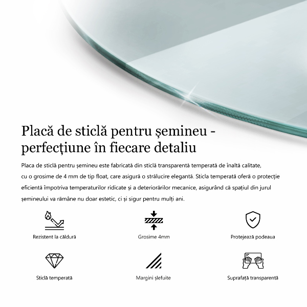 Base de vidro para lareira fi50 cm