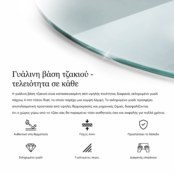 Base de vidro para lareira fi60 cm