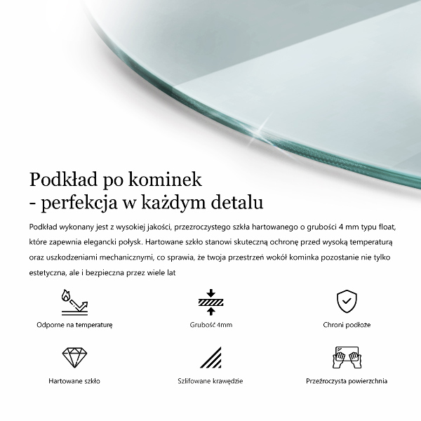 Base de vidro para lareira fi60 cm