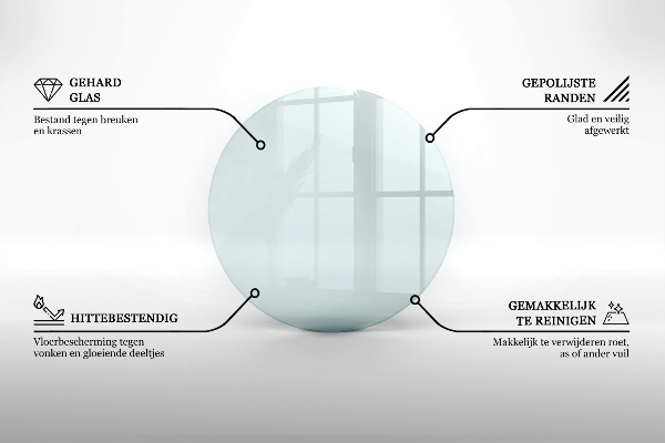 Base de vidro para lareira fi70 cm