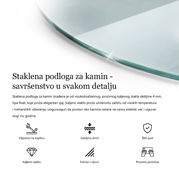 Base de vidro para lareira fi70 cm