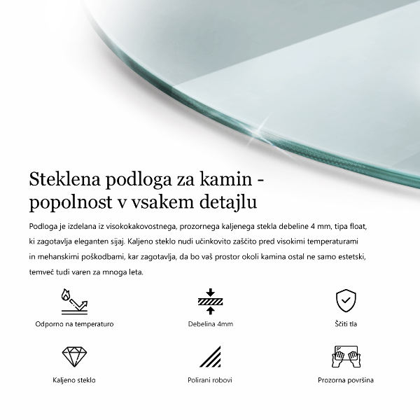 Base de vidro para lareira fi80 cm