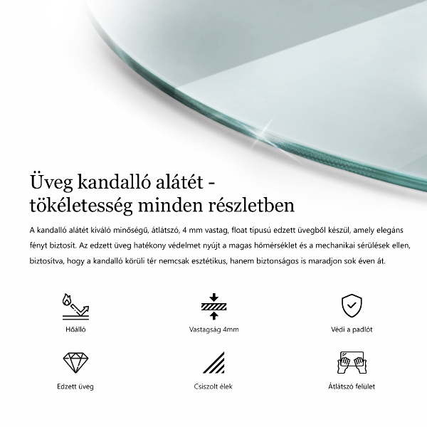 Base de vidro para lareira fi80 cm