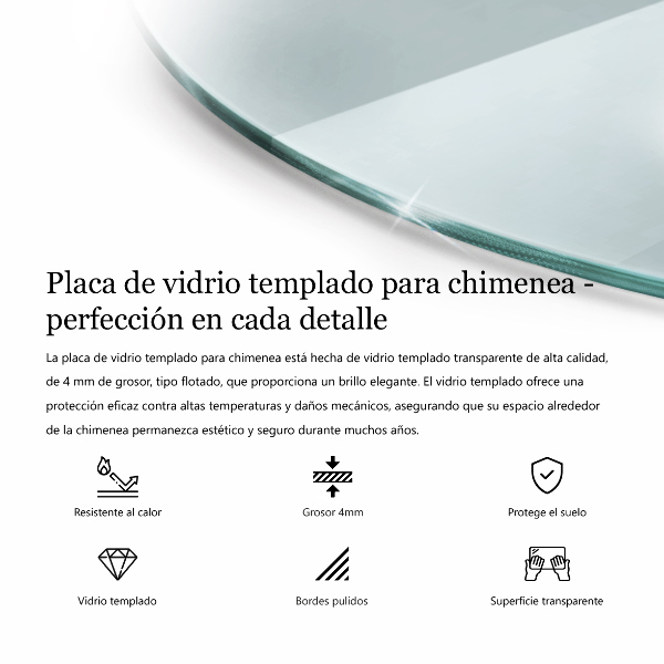 Base de vidro para lareira fi90 cm