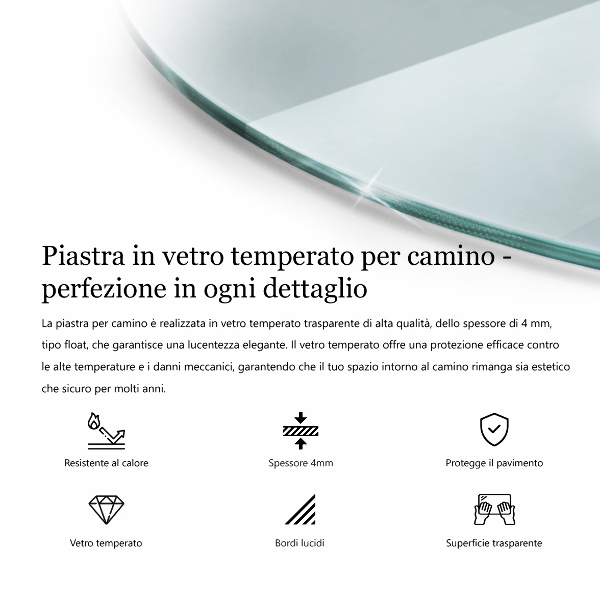 Base de vidro para lareira fi90 cm