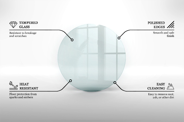 Base de vidro para lareira fi90 cm