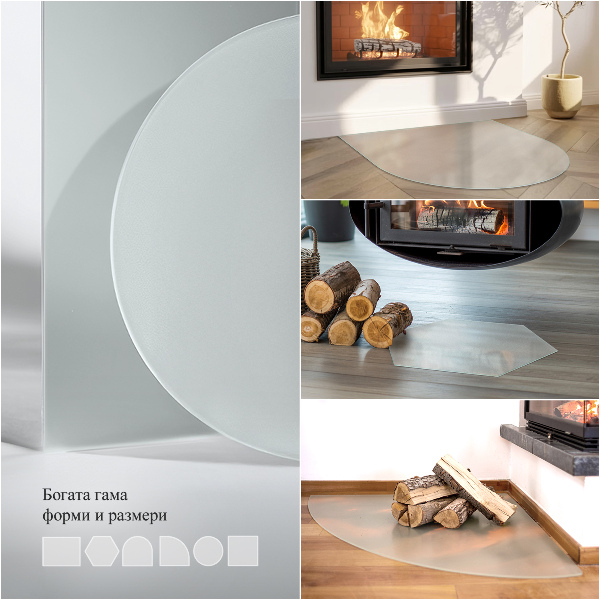 Base de vidro redonda para lareira semitransparente fi70 cm