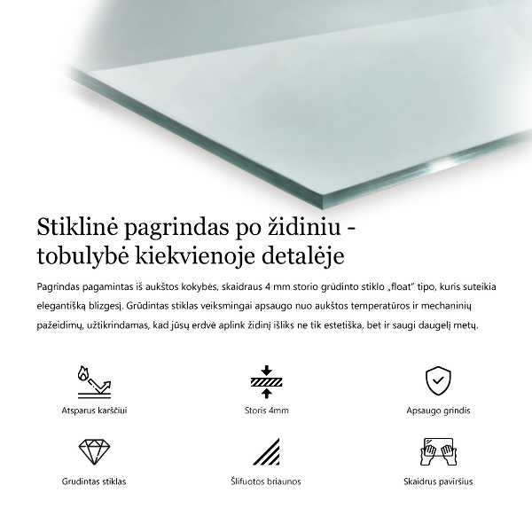 Base de vidro semi-oval para lareira 100x50 cm