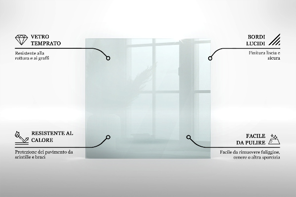 Base de vidro semi-oval para lareira 100x50 cm