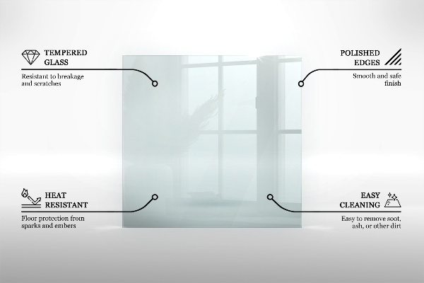 Base de vidro para lareira 100x70 cm