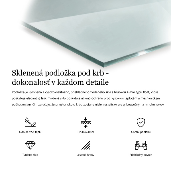 Base de vidro semi-oval para lareira 120x60 cm