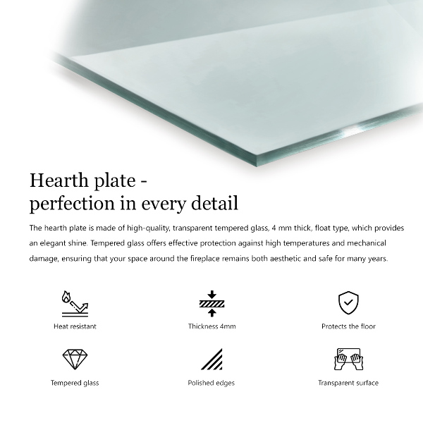 Base de vidro para lareira 120x80 cm