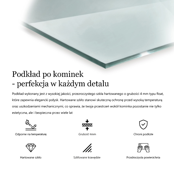 Base de vidro para lareira 140x70 cm