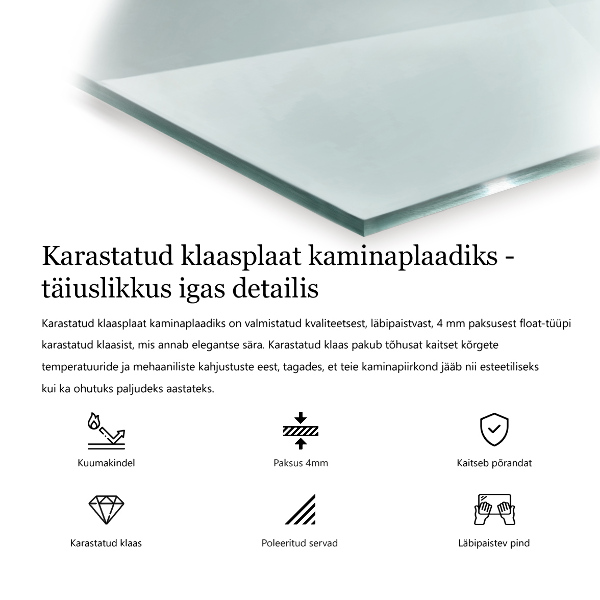 Base de vidro para lareira 60x40 cm