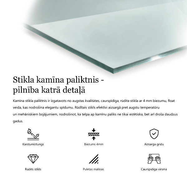 Base de vidro para lareira 80x60 cm