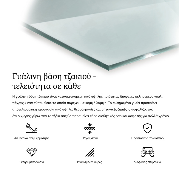 Base de vidro para lareira 80x60 cm