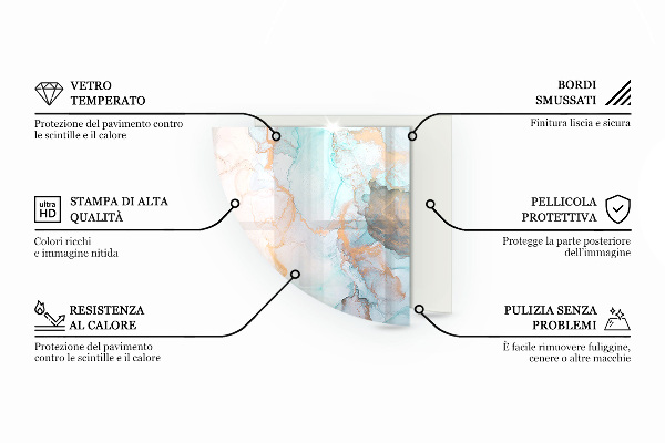 Base de vidro semi-oval para lareira Ondas de linhas delicadas