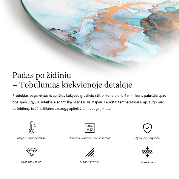 Base de vidro semi-oval para lareira Padrões de azulejos de cerâmica