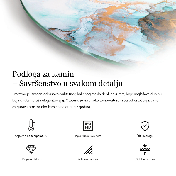 Base de vidro semi-oval para lareira Padrão com formas pequenas