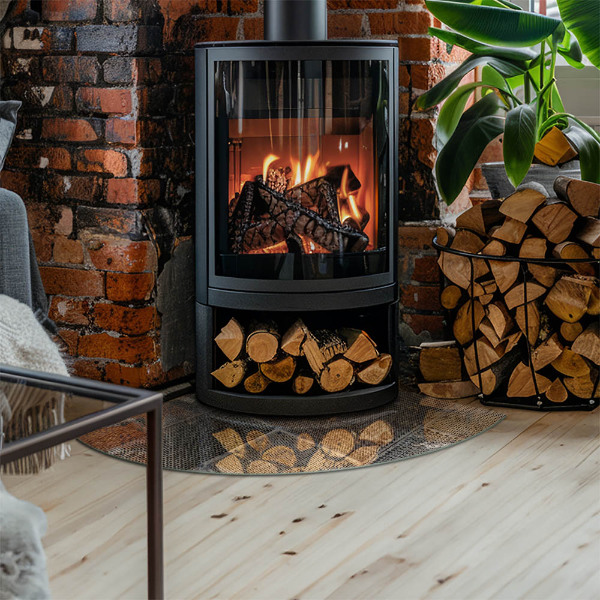 Base de vidro semi-oval para lareira Padrão de chapa perfurada