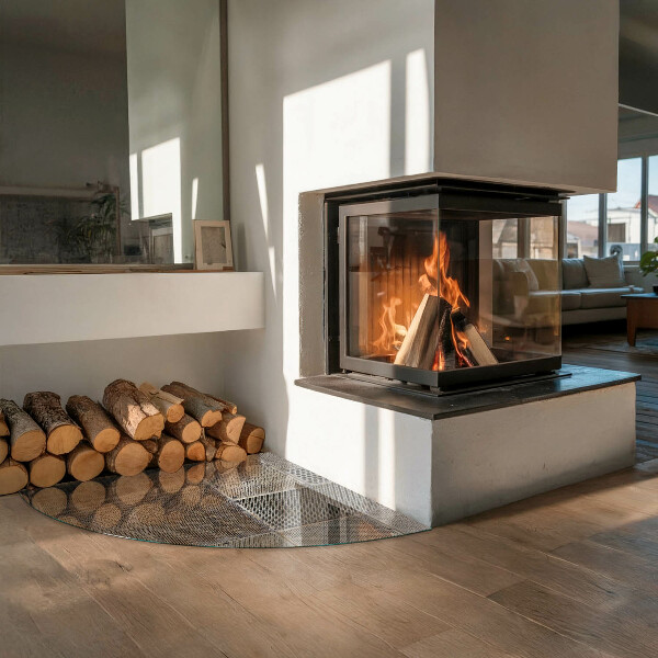 Base de vidro semi-oval para lareira Padrão de chapa perfurada