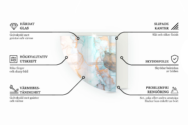 Base de vidro semi-oval para lareira Estampa floral com borboletas