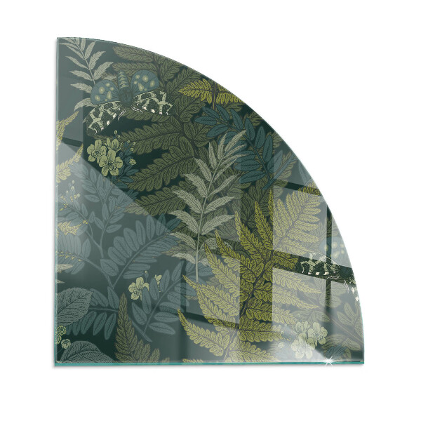 Base de vidro semi-oval para lareira Motivos vegetais com borboletas