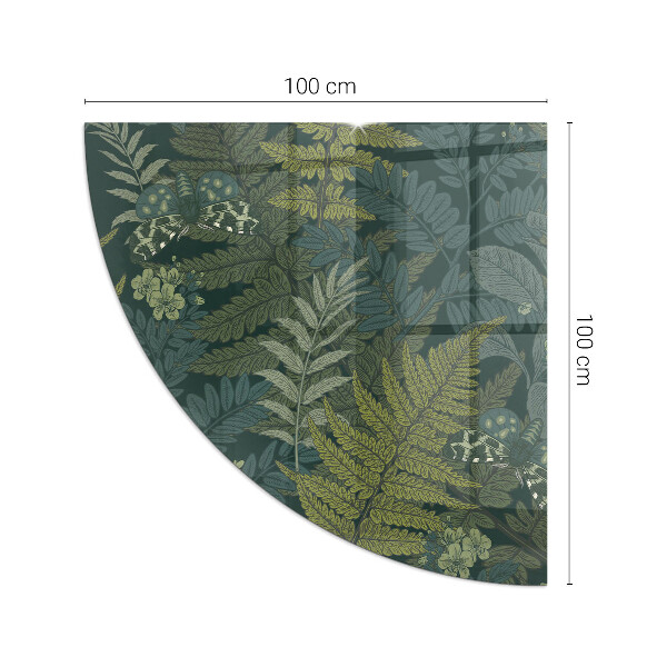 Base de vidro semi-oval para lareira Motivos vegetais com borboletas