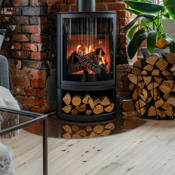 Base de vidro semi-oval para lareira Cor marrom