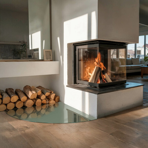 Base de vidro semi-oval para lareira Cor verde-oliva