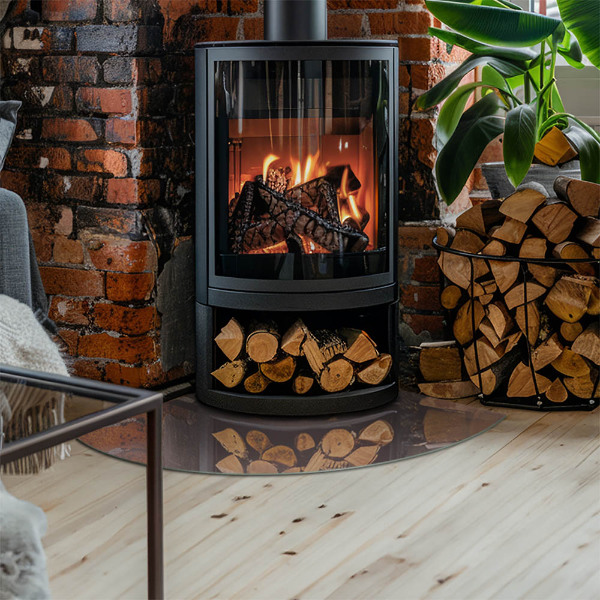 Base de vidro semi-oval para lareira Cor bege