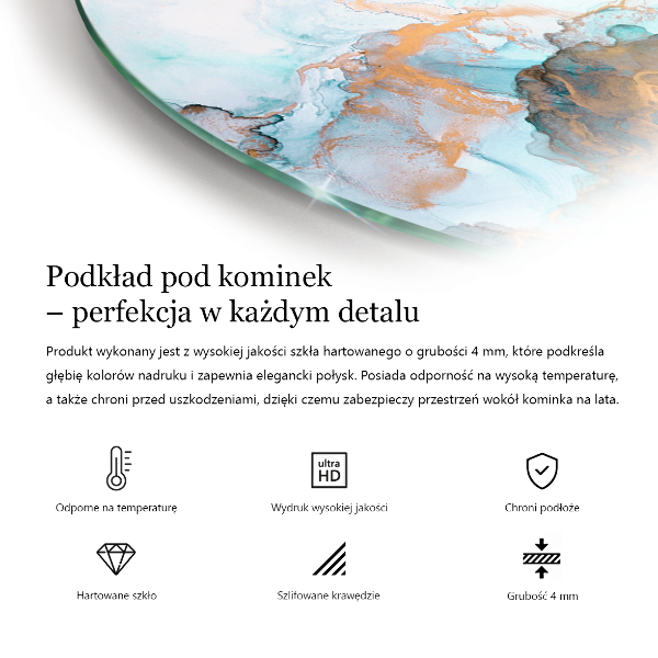 Base de vidro semi-oval para lareira Cor bege