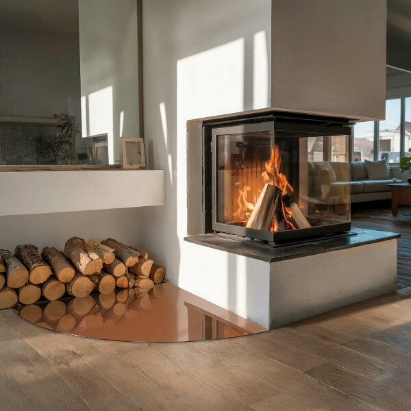 Base de vidro semi-oval para lareira Cor marrom